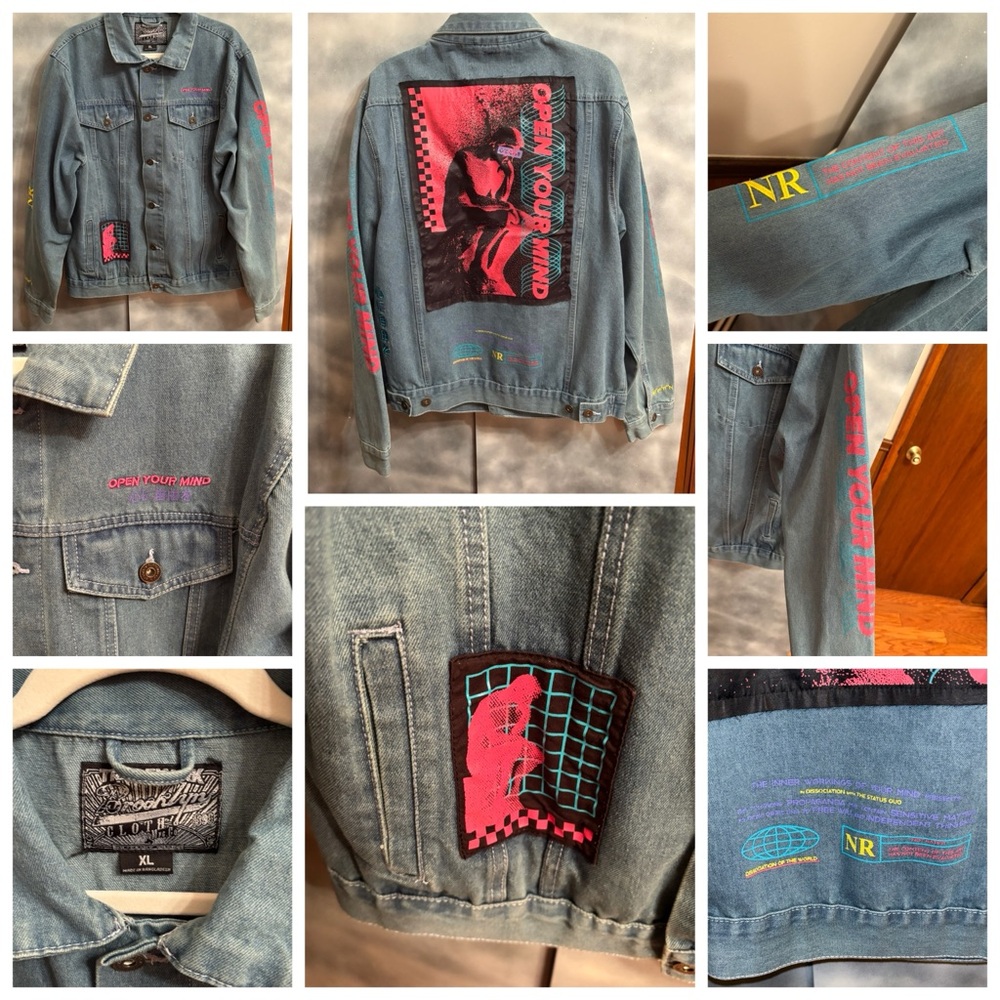 “Open Your Mind” Faux Denim Jacket